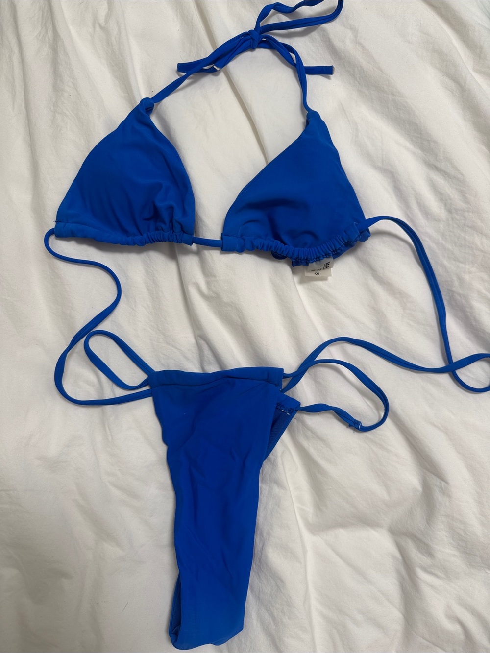 Classic Tie-Back Triangle Bikini in Cobalt Blue